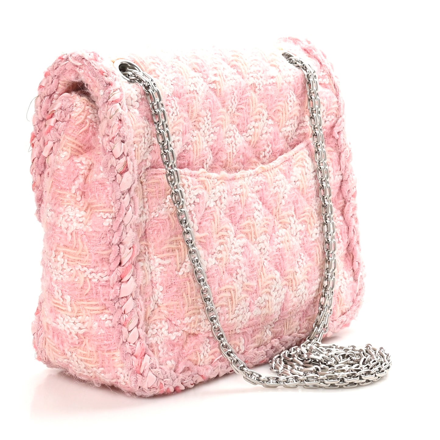 Tweed Braid Mini Reissue Square Flap Pink White