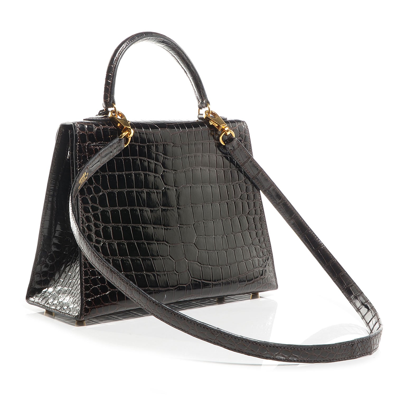 Hermes Shiny Porosus Crocodile Kelly Sellier 25 Cocoan 5 of 28