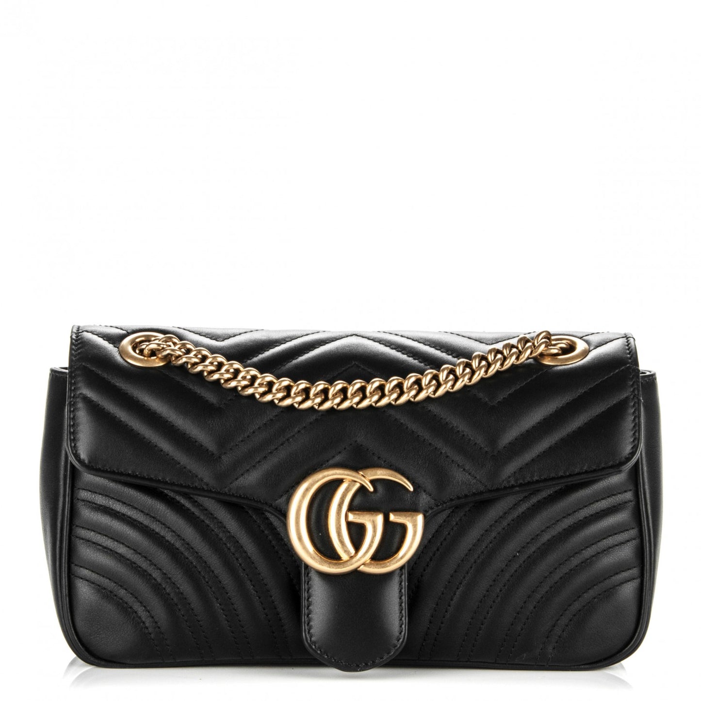 Calfskin Matelasse Small GG Marmont Shoulder Bag Black