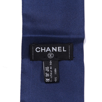 Chanel Silk Twill Slim Bandeau Scarf Navy Blue Red 3 of 3