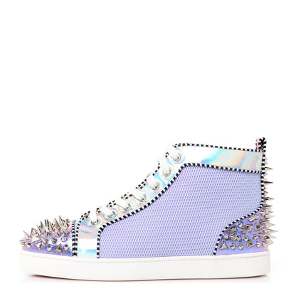 Christian Louboutin Metallic Calfskin Mesh Mens Louis Spikes Flat Sneakers 43 Purple 1 of 9