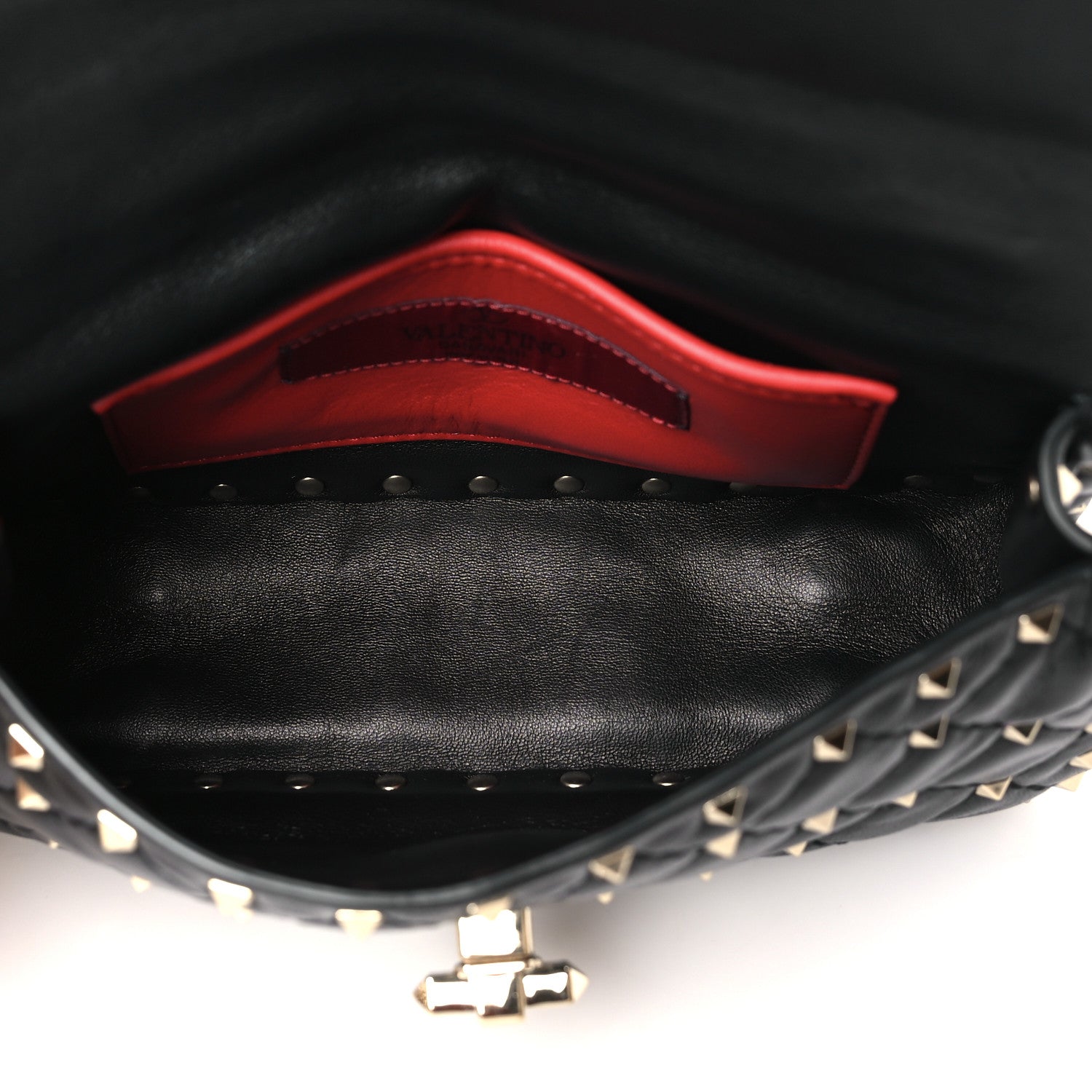 Valentino Garavani Craquele Nappa Small Rockstud Spike Shoulder Bag Black 5 of 9