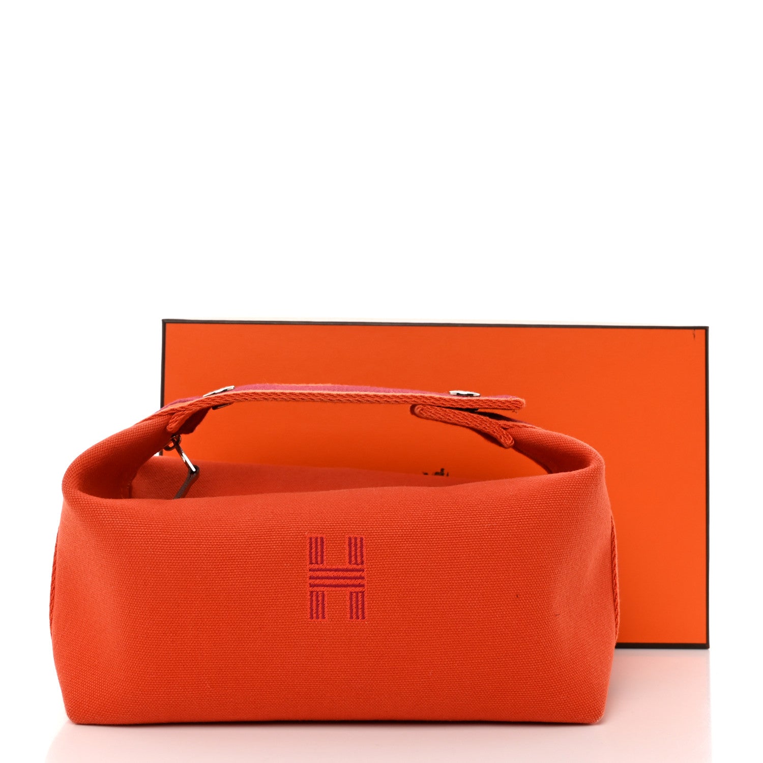 Hermes Canvas Small Bride-A-Brac Pouch Orange Burgundy 7 of 7