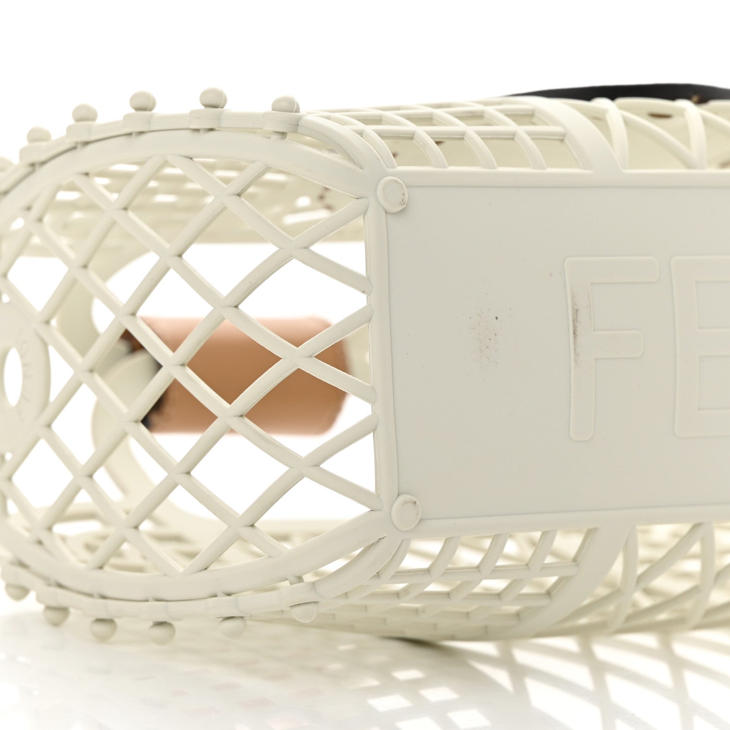 Fendi Recycled Plastic Vitello Liberty Matte Small Fendi Basket White Ice Miele Scuro 9 of 13