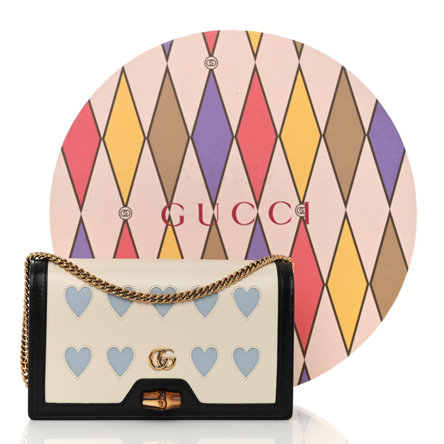 Gucci Calfskin Lovelight Mini Diana Chain Bag Mystic White Paradise Cloude 10 of 10
