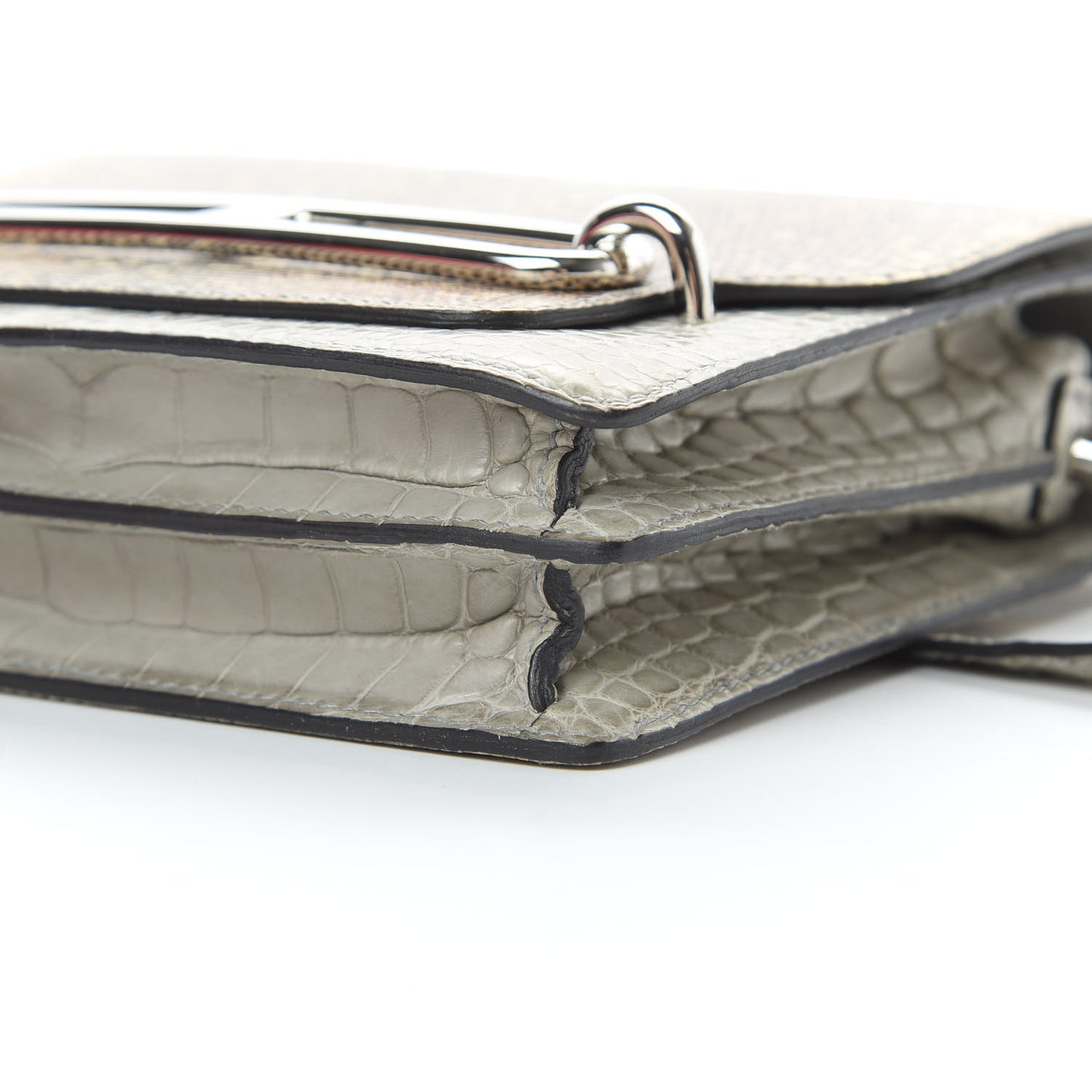 Matte Alligator Lizard Mini Sac Roulis Ombre Gris Perle