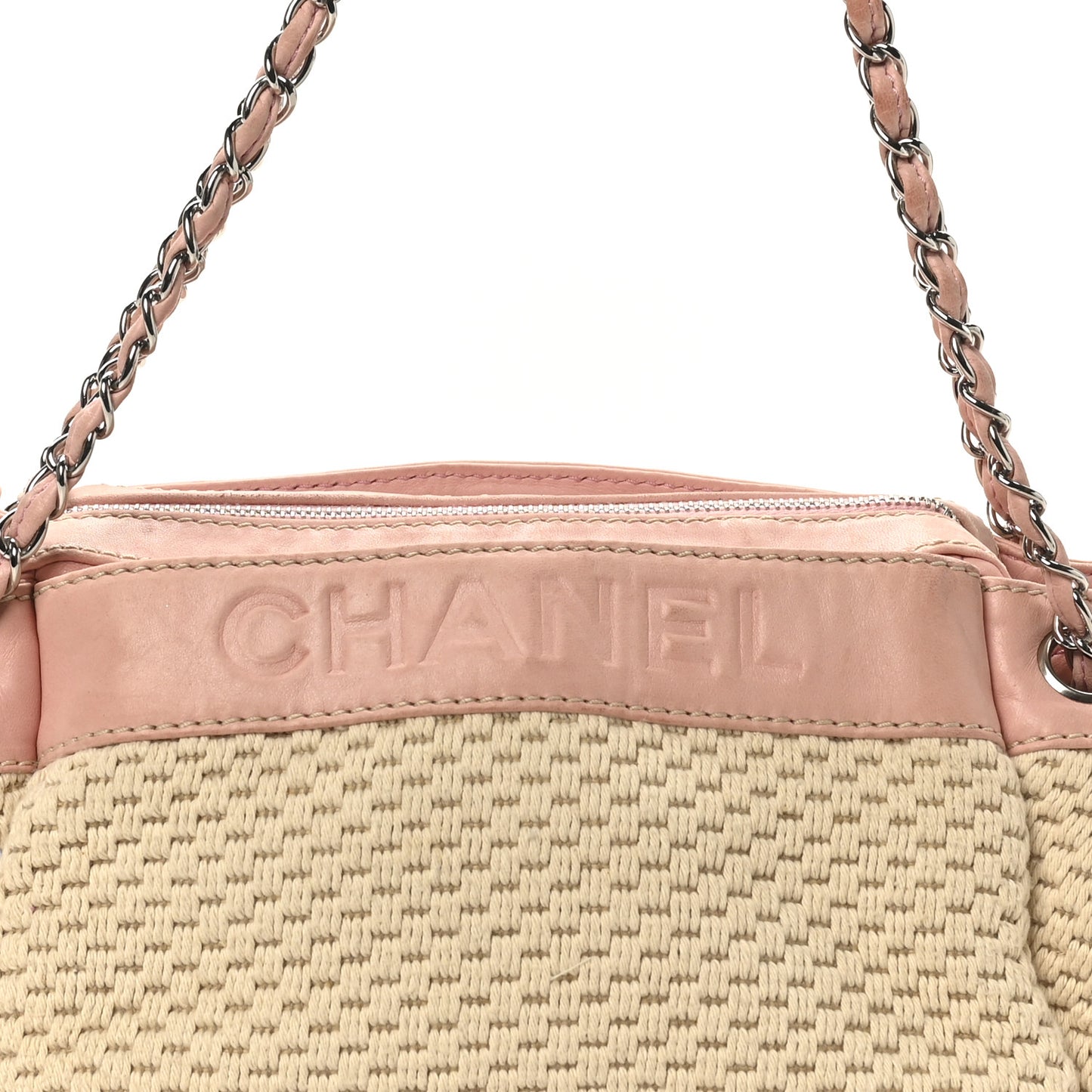 Canvas Woven Lambskin Lax Accordion Hobo Pink