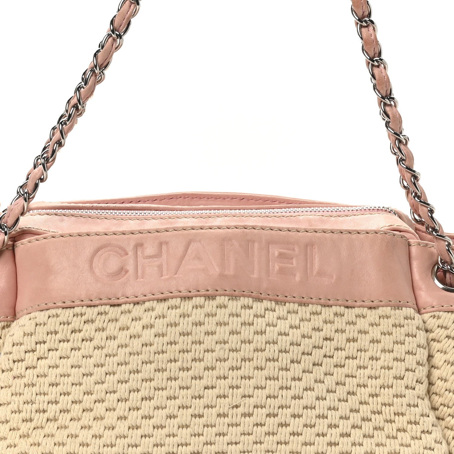 Chanel Canvas Woven Lambskin Lax Accordion Hobo Pink 8 of 12