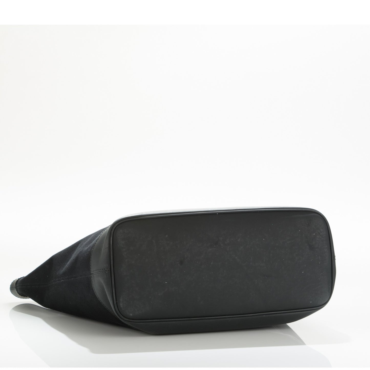 Rubber Calfskin Canvas Navy Tote Black