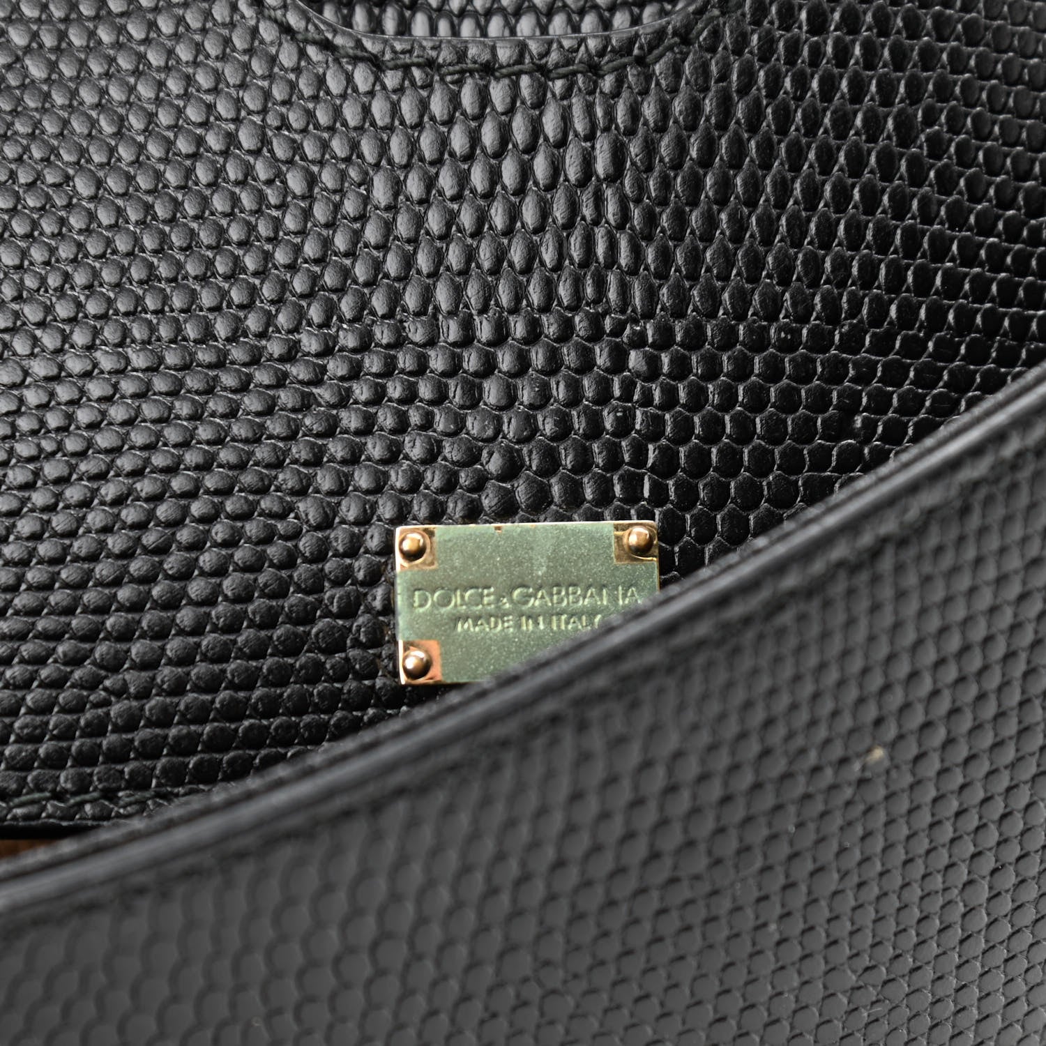 Dolce & Gabbana Iguana Calfskin Embossed Medium Miss Sicily Satchel Black 6 of 12