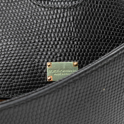 Dolce & Gabbana Iguana Calfskin Embossed Medium Miss Sicily Satchel Black 6 of 12