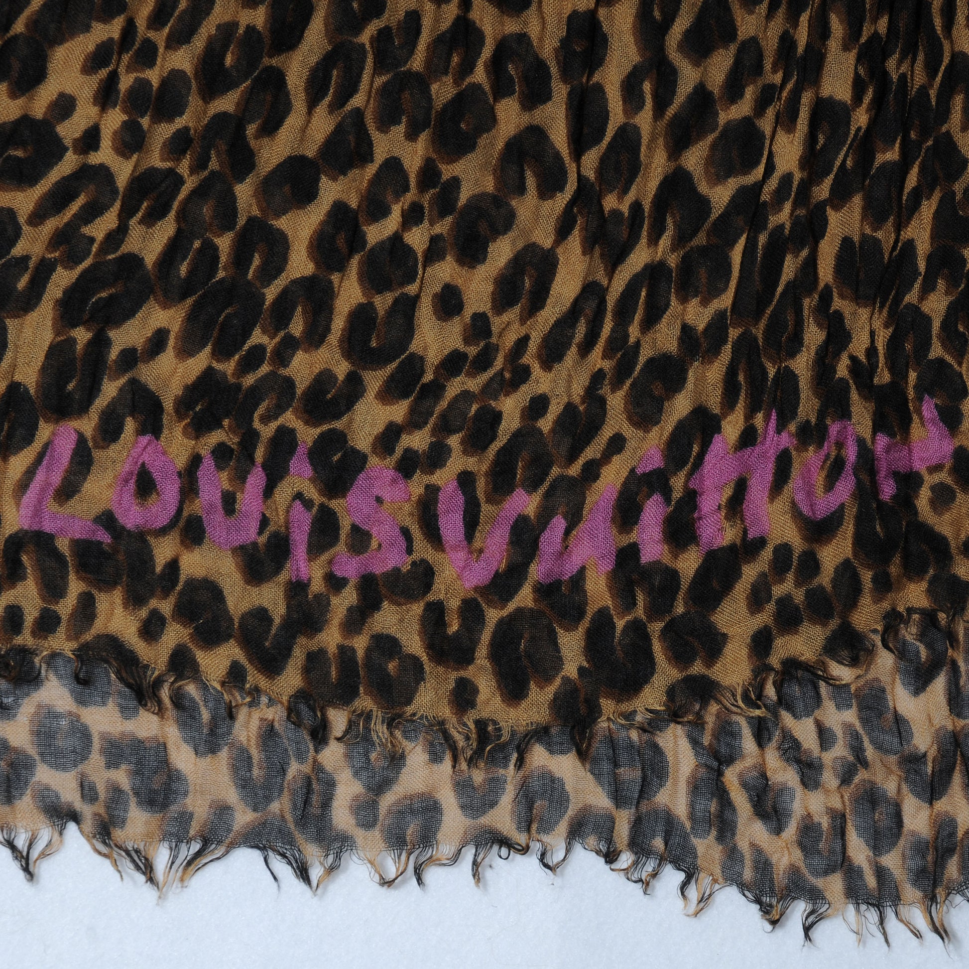 Louis Vuitton Cashmere Silk Leopard Stole Brown 4 of 6