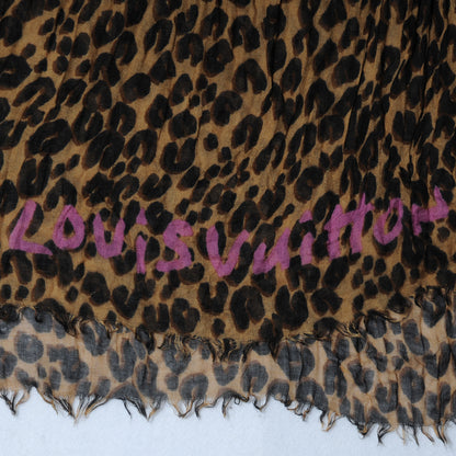 Louis Vuitton Cashmere Silk Leopard Stole Brown 4 of 6