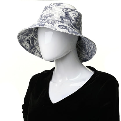 Christian Dior Cotton Toile De Jouy Bucket Hat 57 Blue 2 of 9