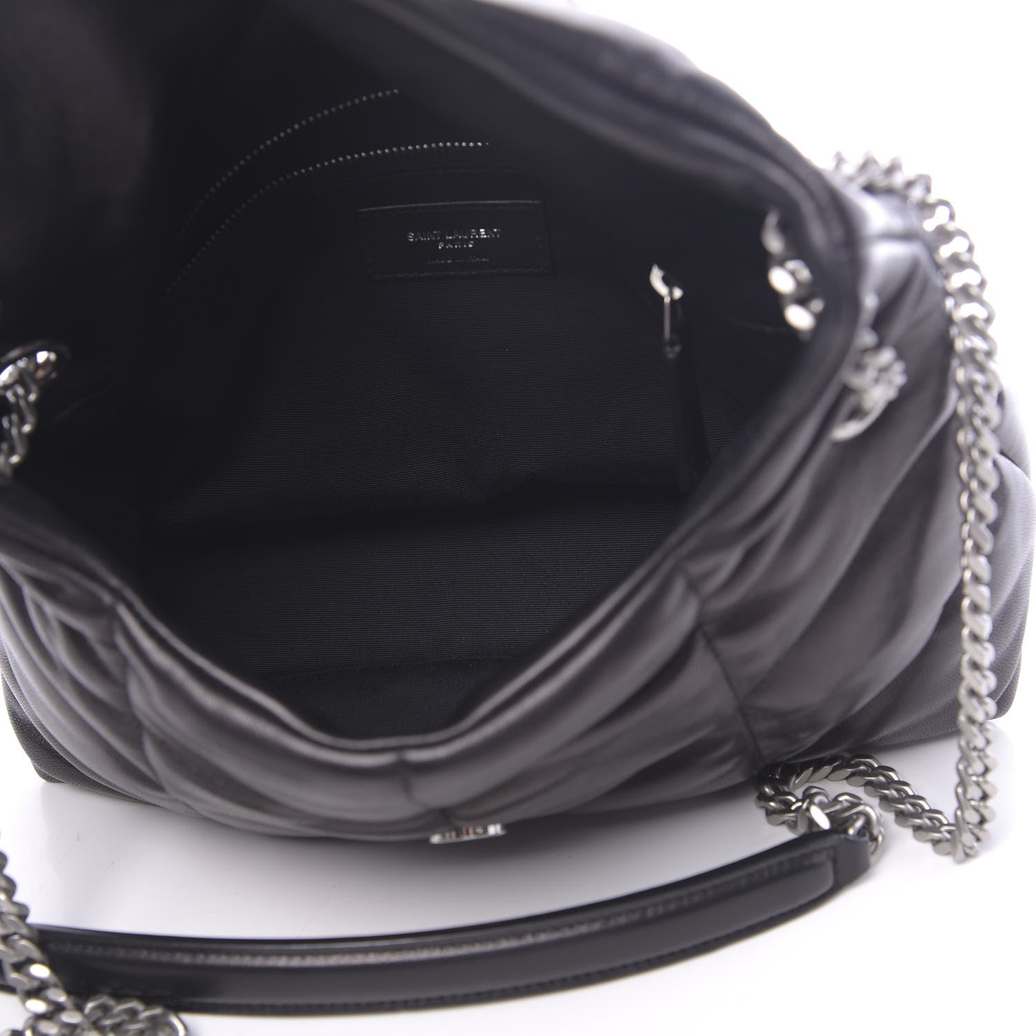 Saint Laurent Lambskin Quilted Small Loulou Puffer Monogram Chain Satchel Black 5 of 9