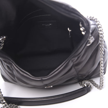 Saint Laurent Lambskin Quilted Small Loulou Puffer Monogram Chain Satchel Black 5 of 9