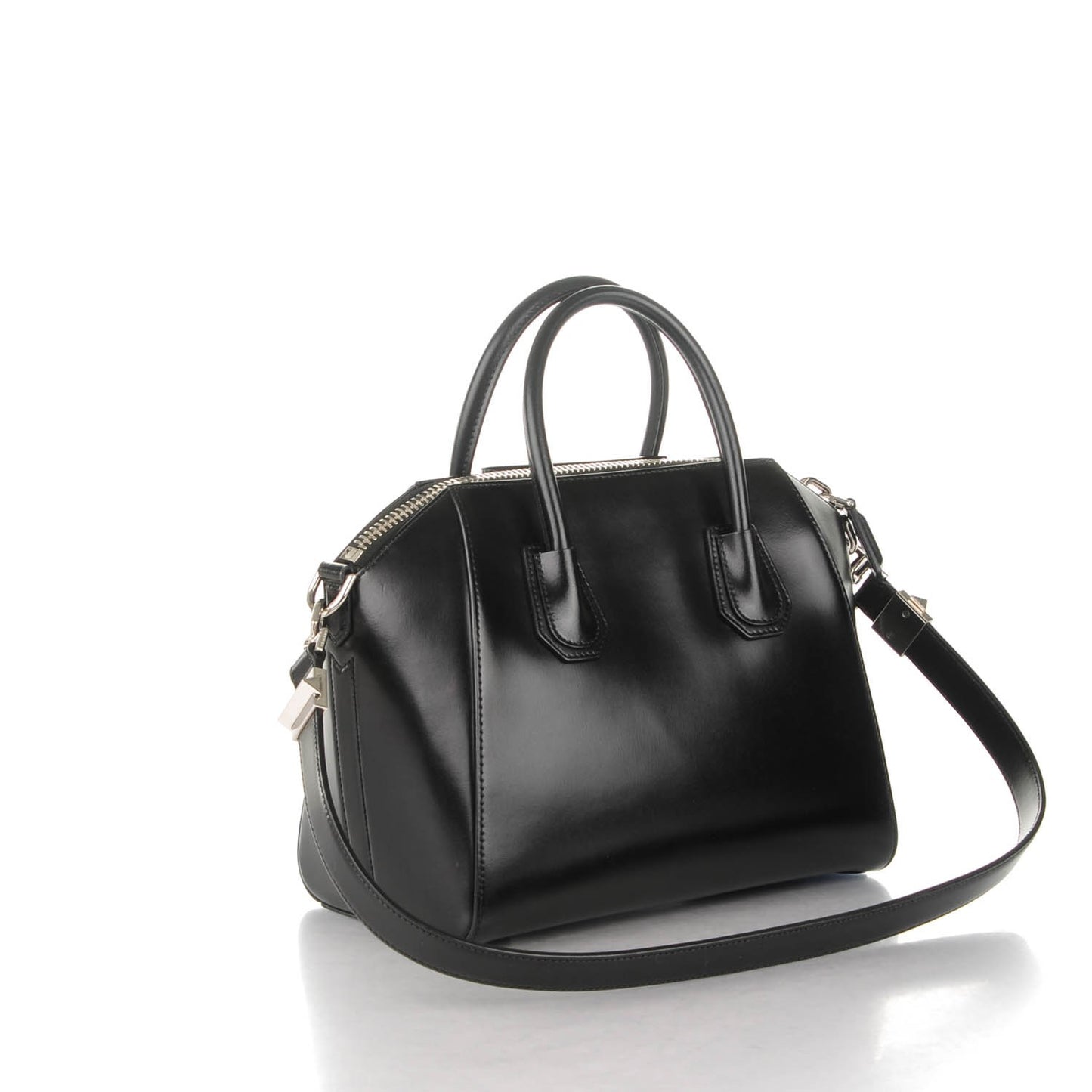Shiny Lord Calfskin Small Antigona Black