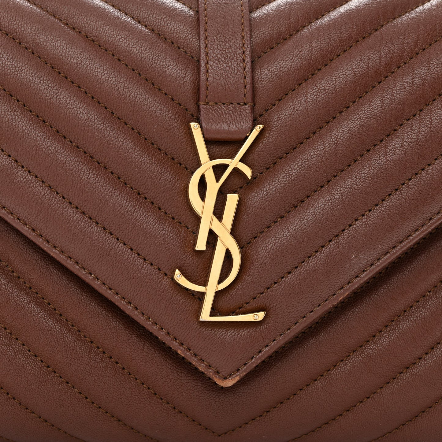 Sheepskin Matelasse Chevron Monogram Medium College Bag Brick