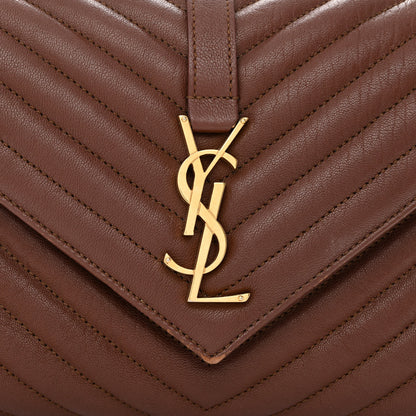 Saint Laurent Sheepskin Matelasse Chevron Monogram Medium College Bag Brick 9 of 15