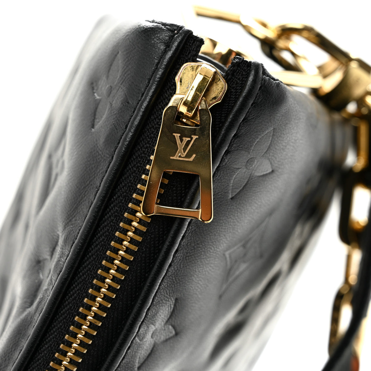 Lambskin Embossed Monogram Coussin PM Black