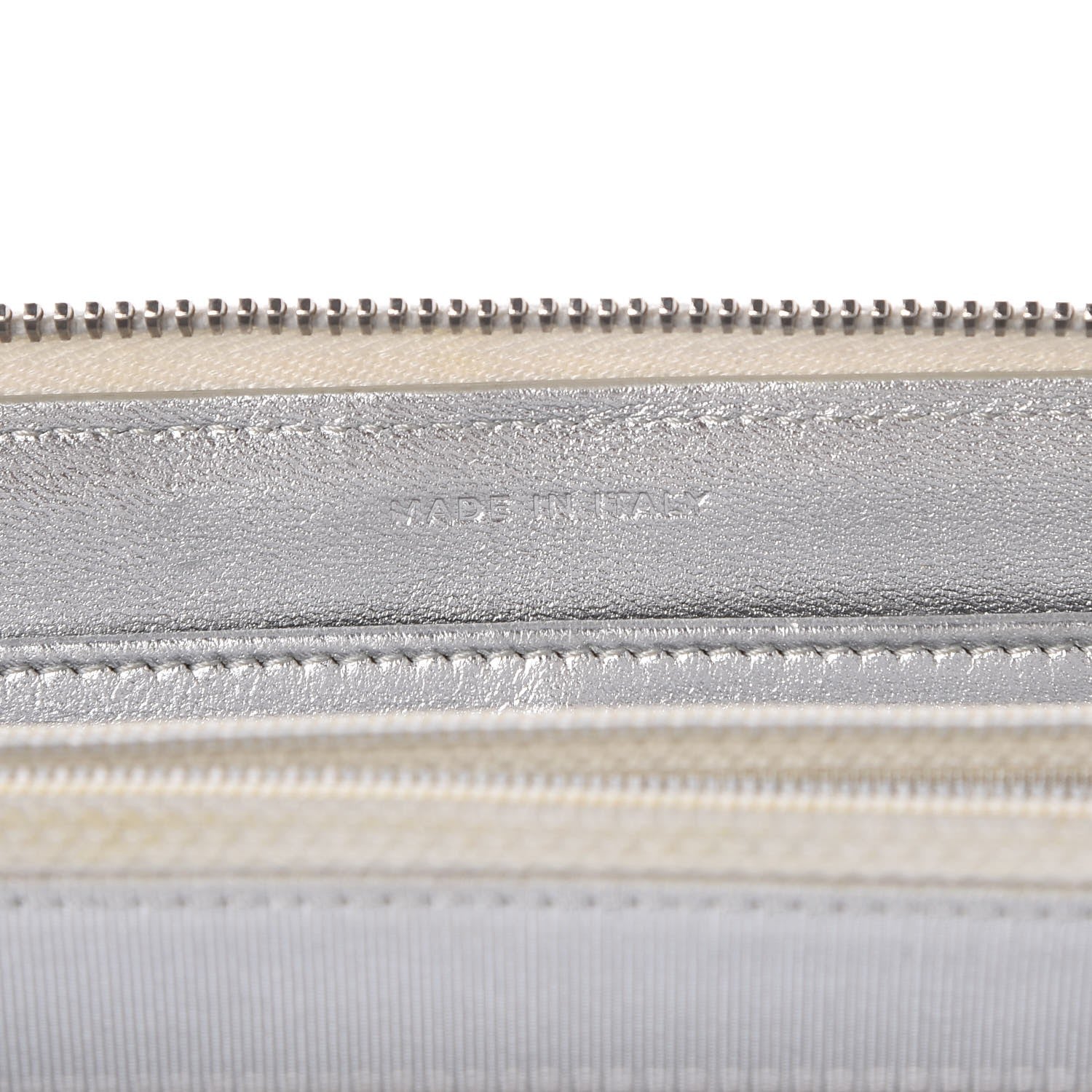 Chanel Metallic Lambskin Quilted Large Gusset Zip Around Wallet Silver 7 of 12