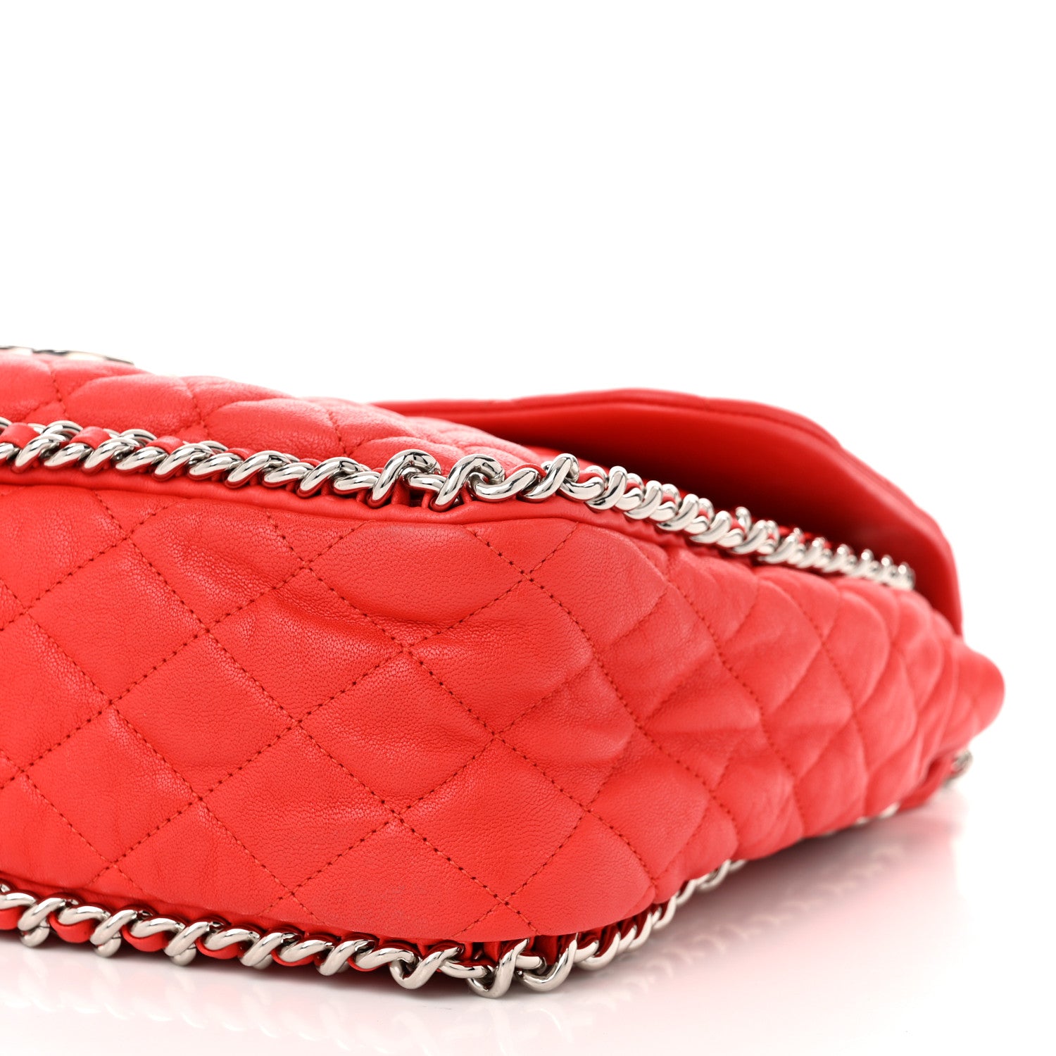 Chanel Washed Lambskin Quilted Maxi Chain Around Flap Red 10 of 10