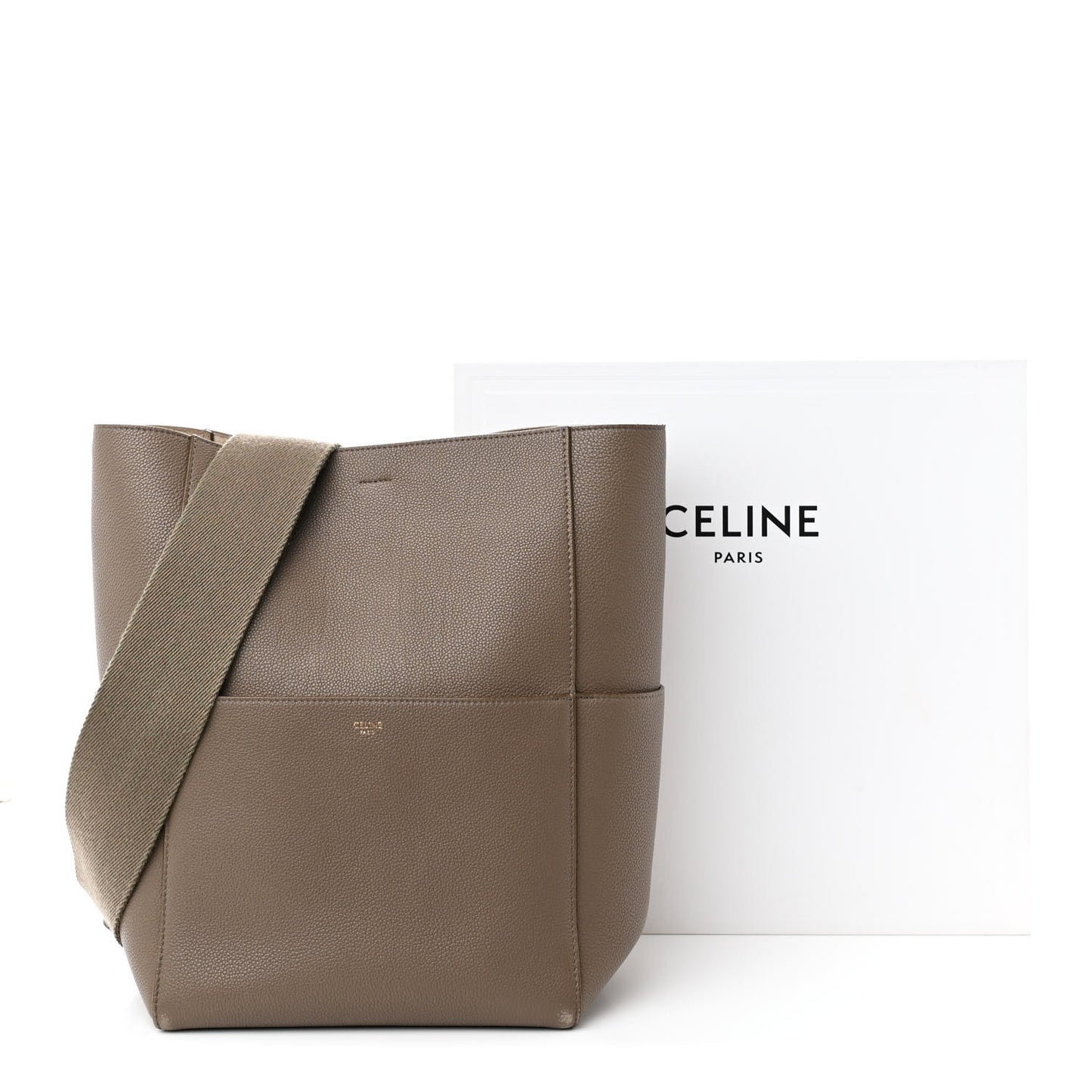 Soft Grained Calfskin Sangle Bucket Bag Taupe