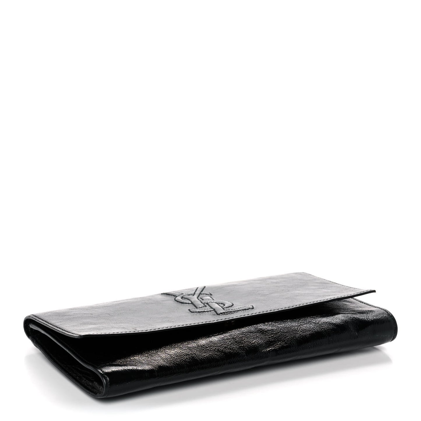 Textured Patent Monogram Large Belle De Jour Clutch Black
