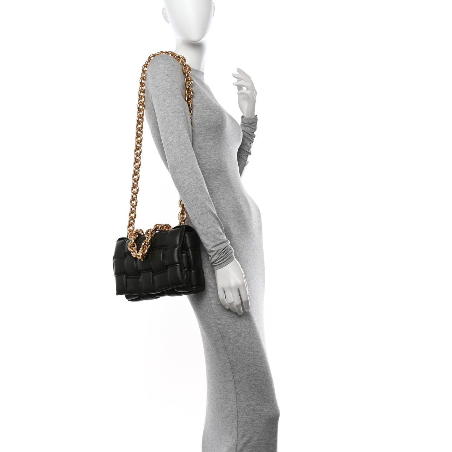 Lambskin Maxi Intreccio Padded Chain Cassette Crossbody Bag Khaki