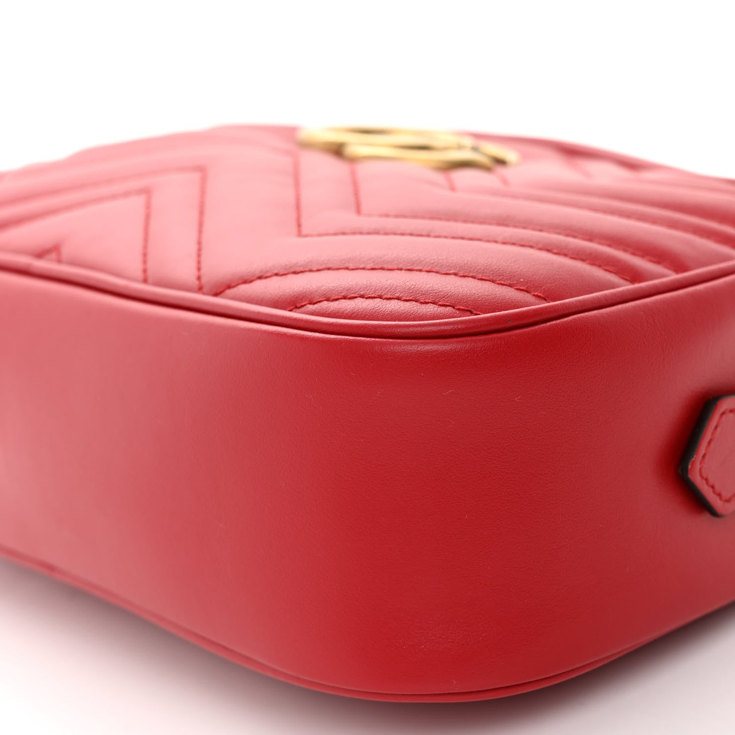 Gucci Calfskin Matelasse Small GG Marmont Chain Shoulder Bag Hibiscus Red 10 of 12