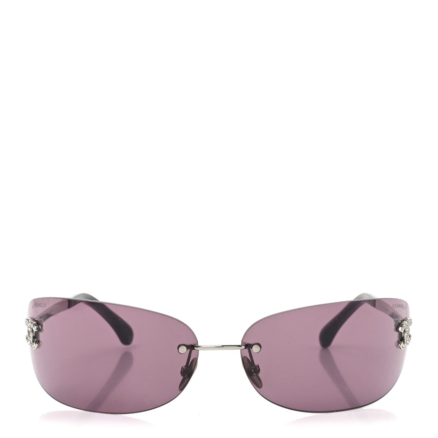 Metal Crystal CC Oval Sunglasses 71560 Silver