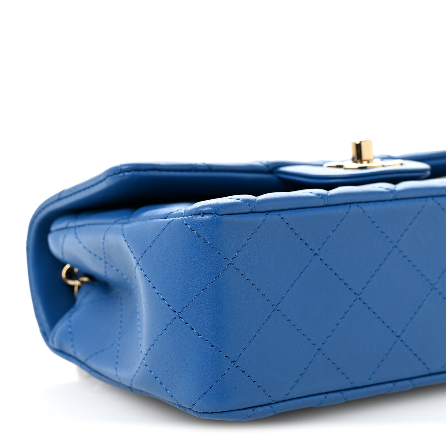Lambskin Quilted Mini Rectangular Flap Blue