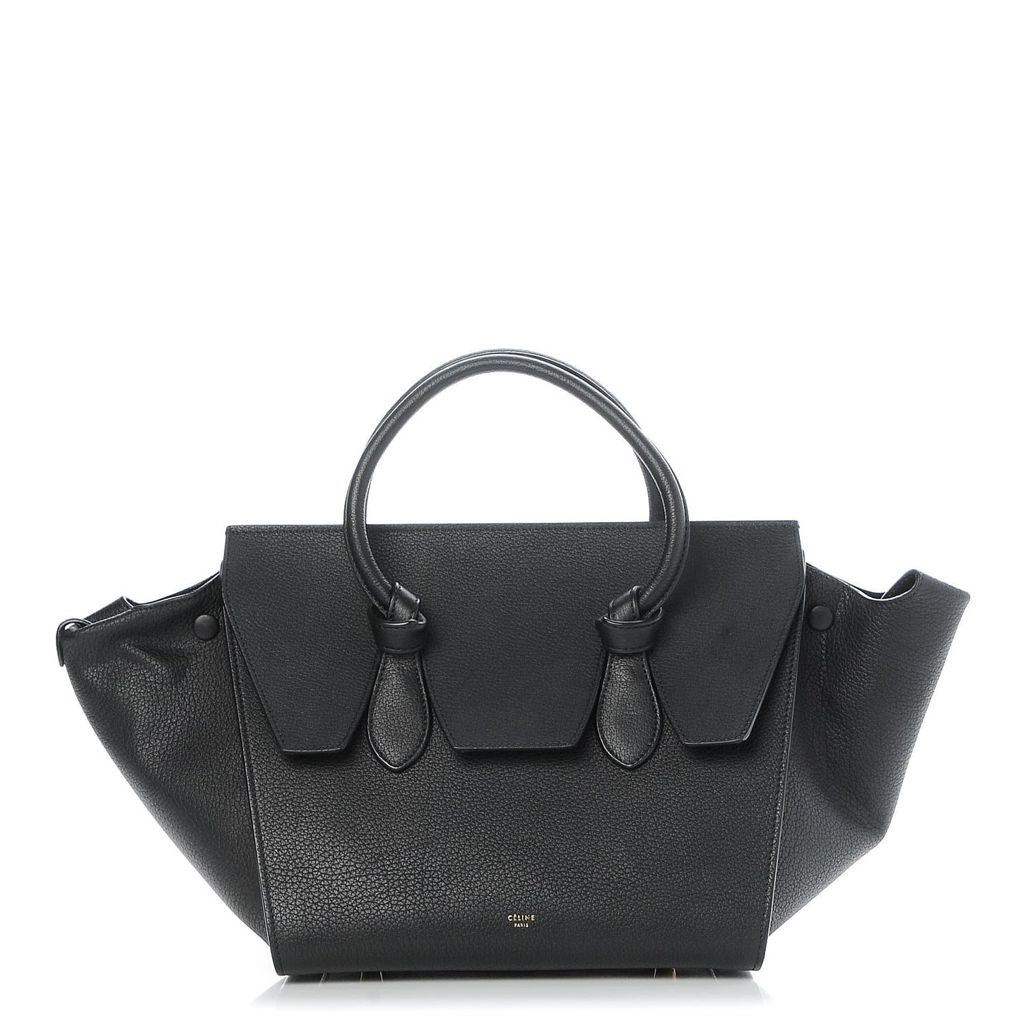 Crisped Calfskin Small Tie Knot Tote Black
