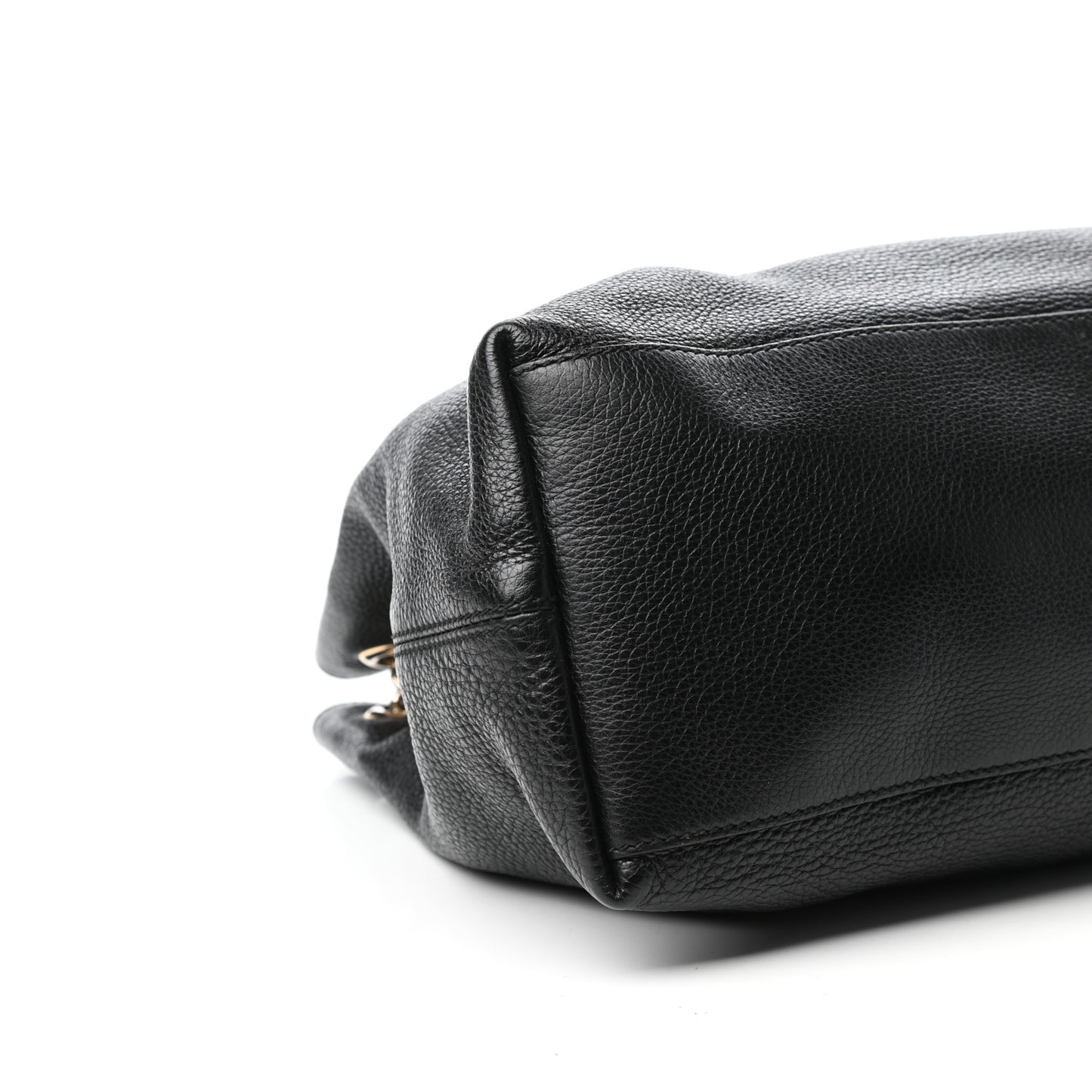 Pebbled Calfskin Medium Soho Chain Shoulder Bag Black