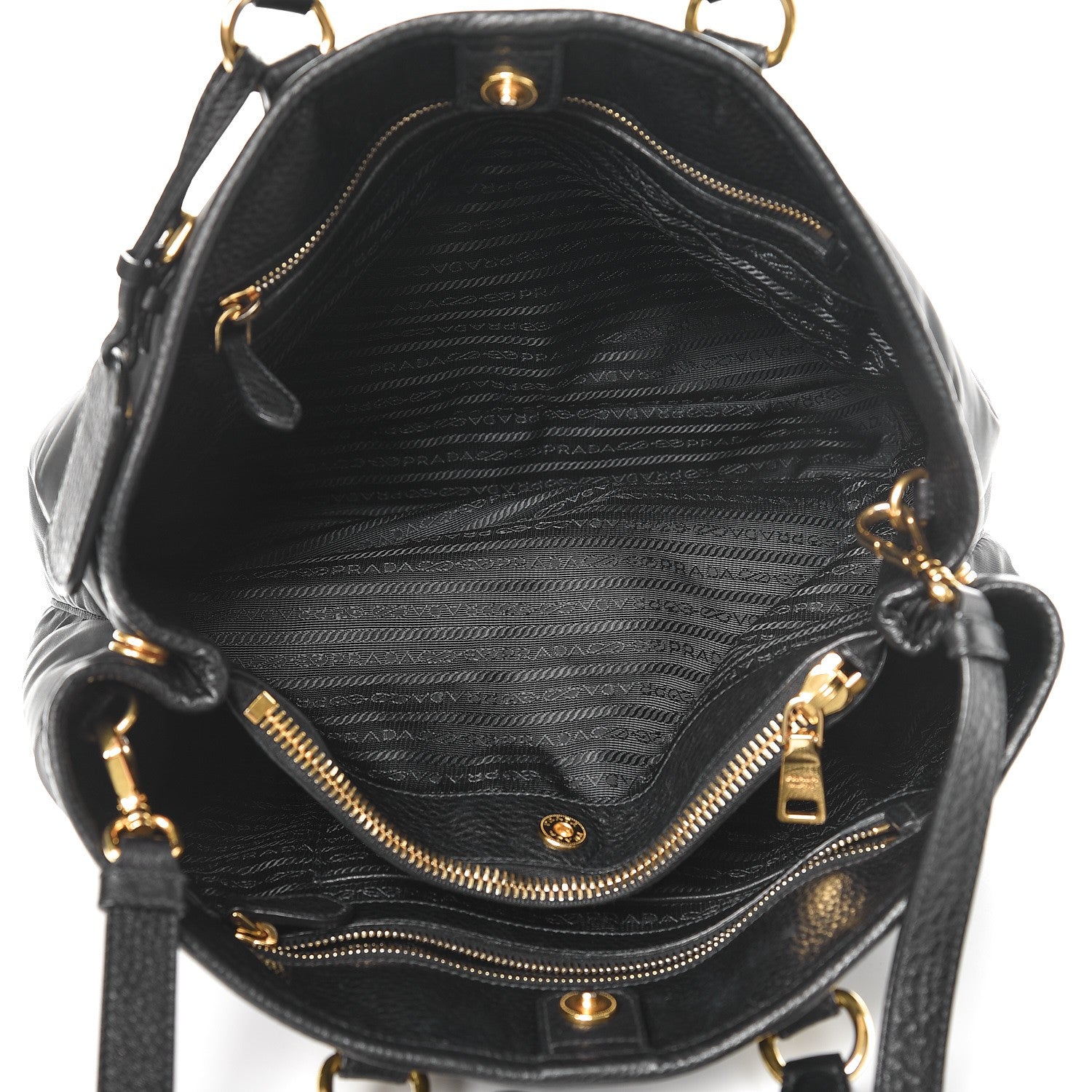 Prada Tessuto Nylon Vitello Daino Tote Nero Black 4 of 6