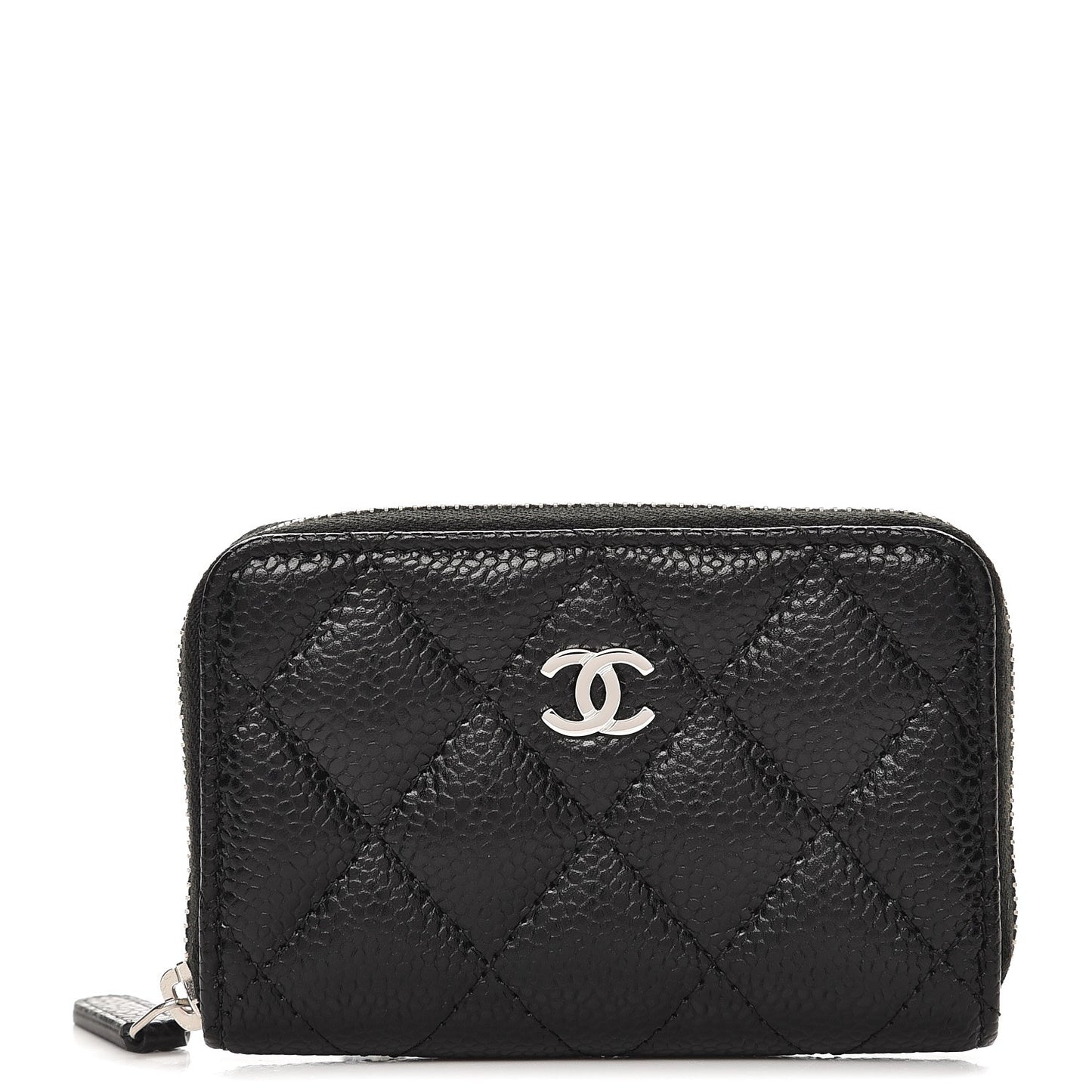 Caviar Quilted Zip Coin Purse Black