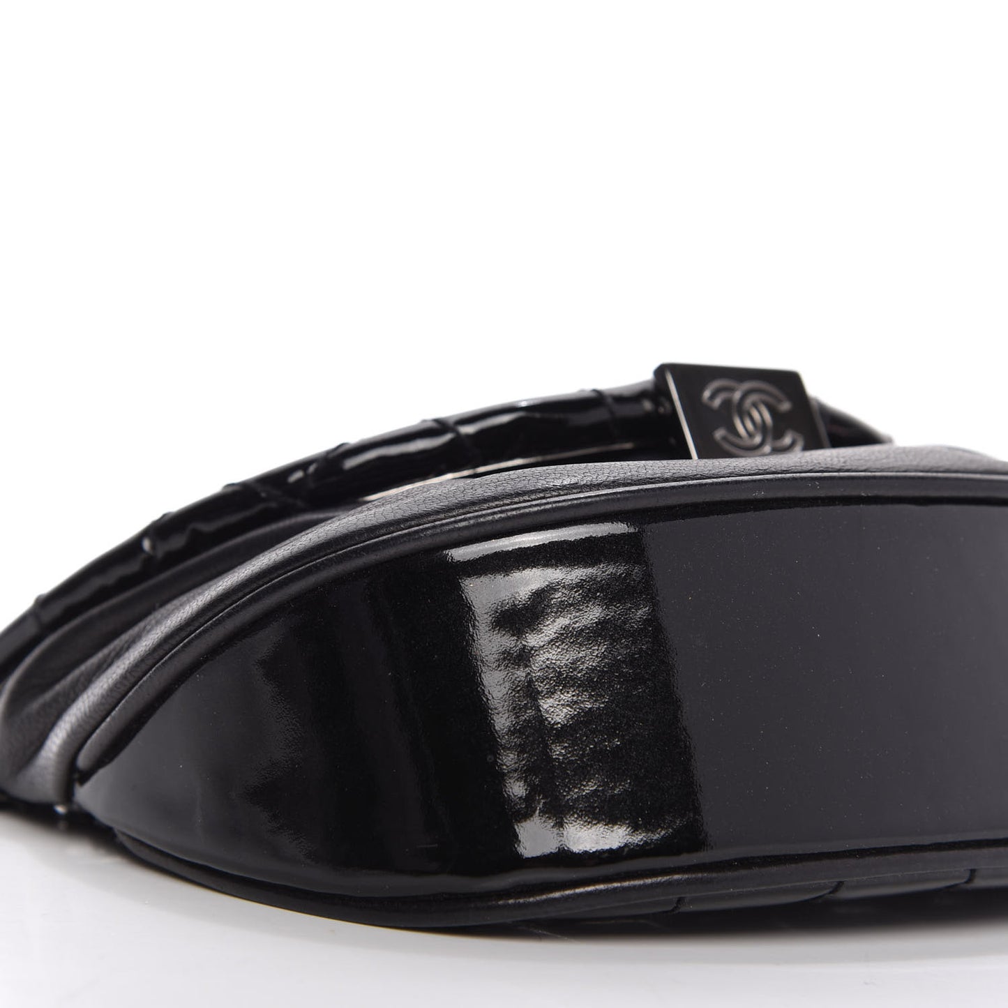 Patent Calfskin Flap Bag Black