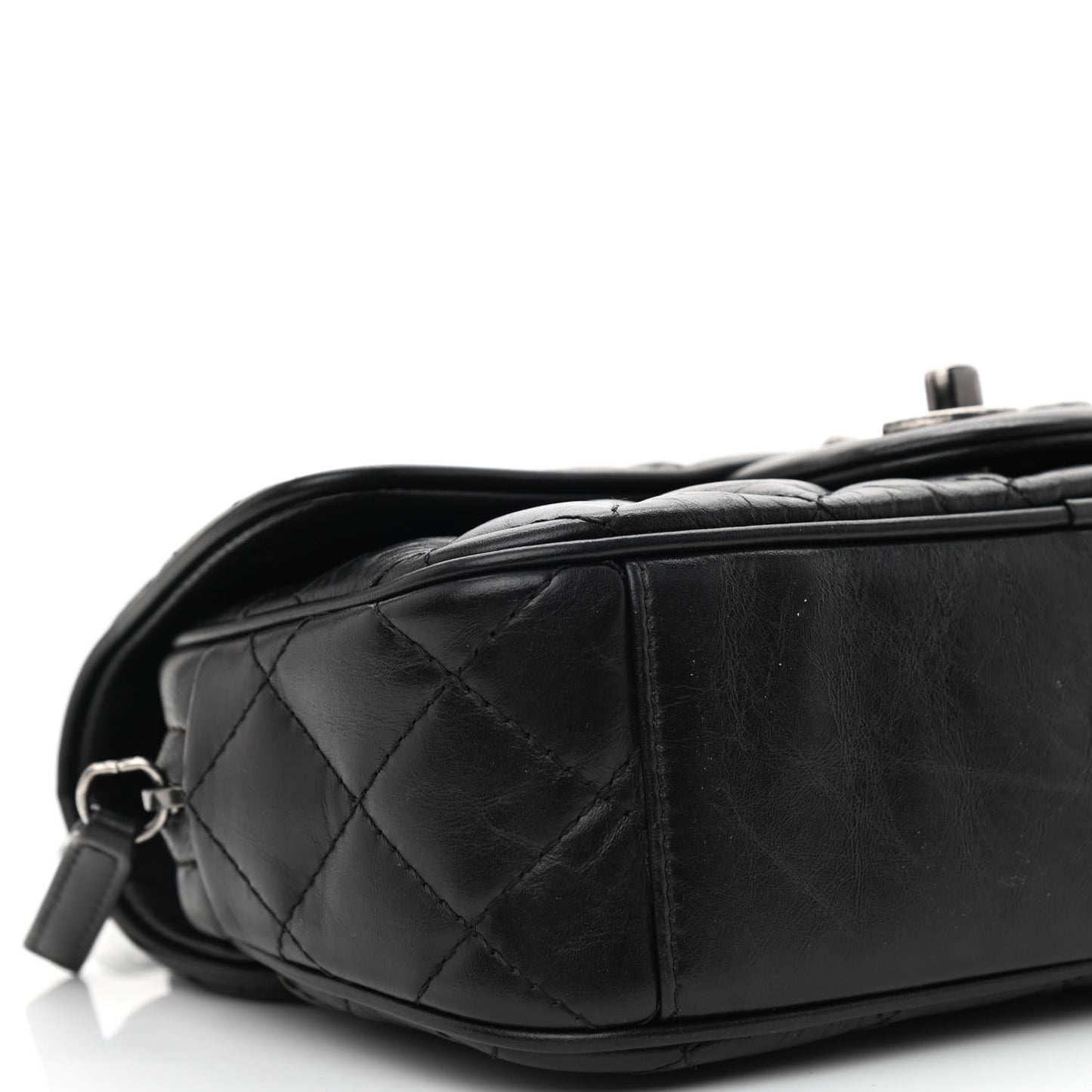 Aged Calfskin Quilted Small Easy Flap Black
