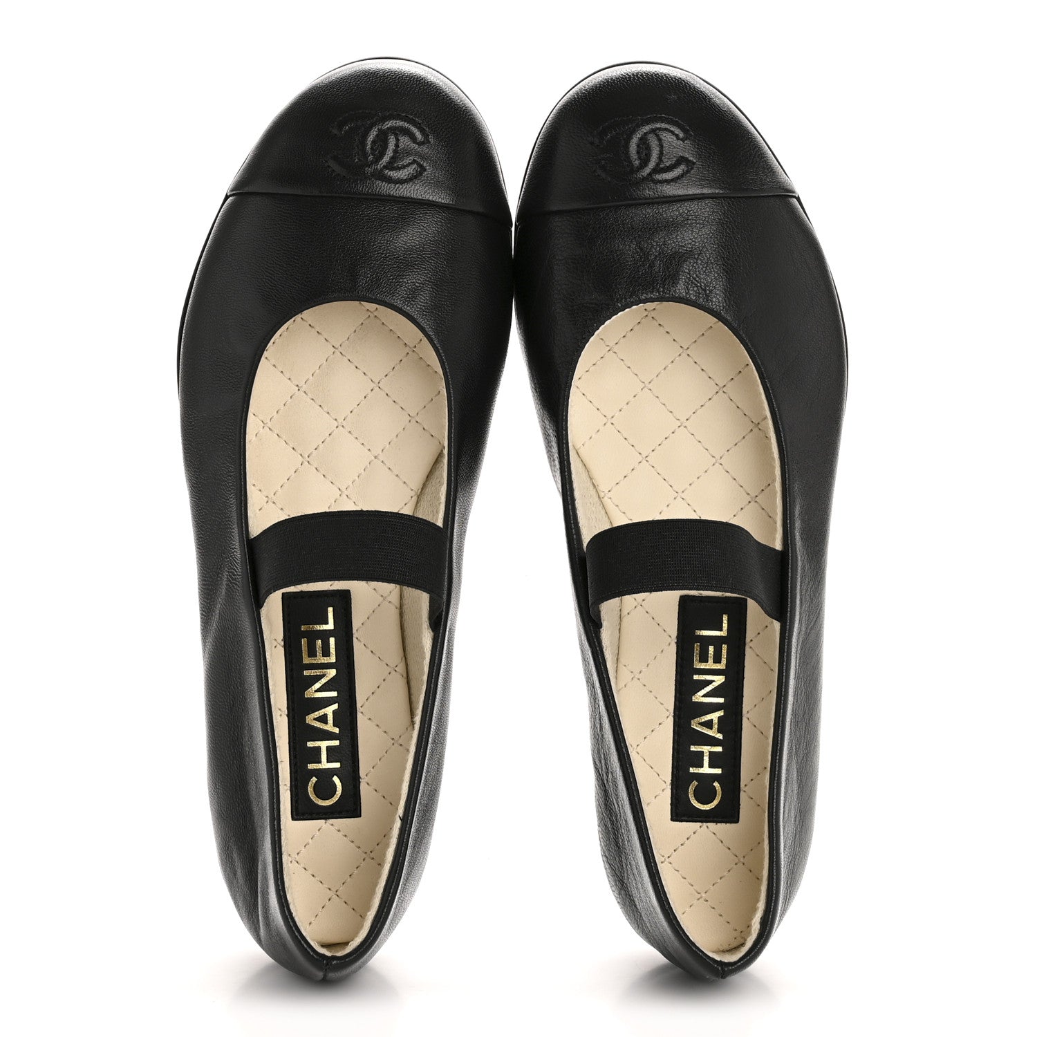 Chanel Lambskin Cap Toe CC Mary Jane Flats 38 Black 2 of 10