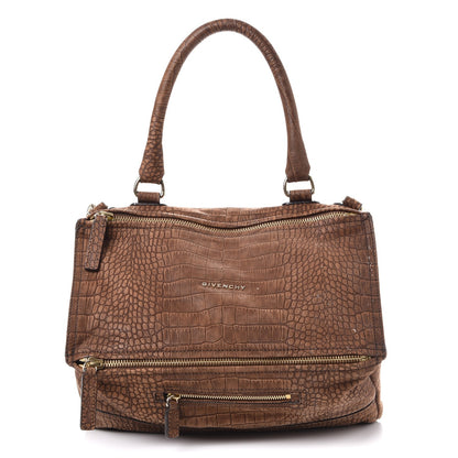 Givenchy Nubuck Crocodile Embossed Medium Pandora Brown 1 of 11