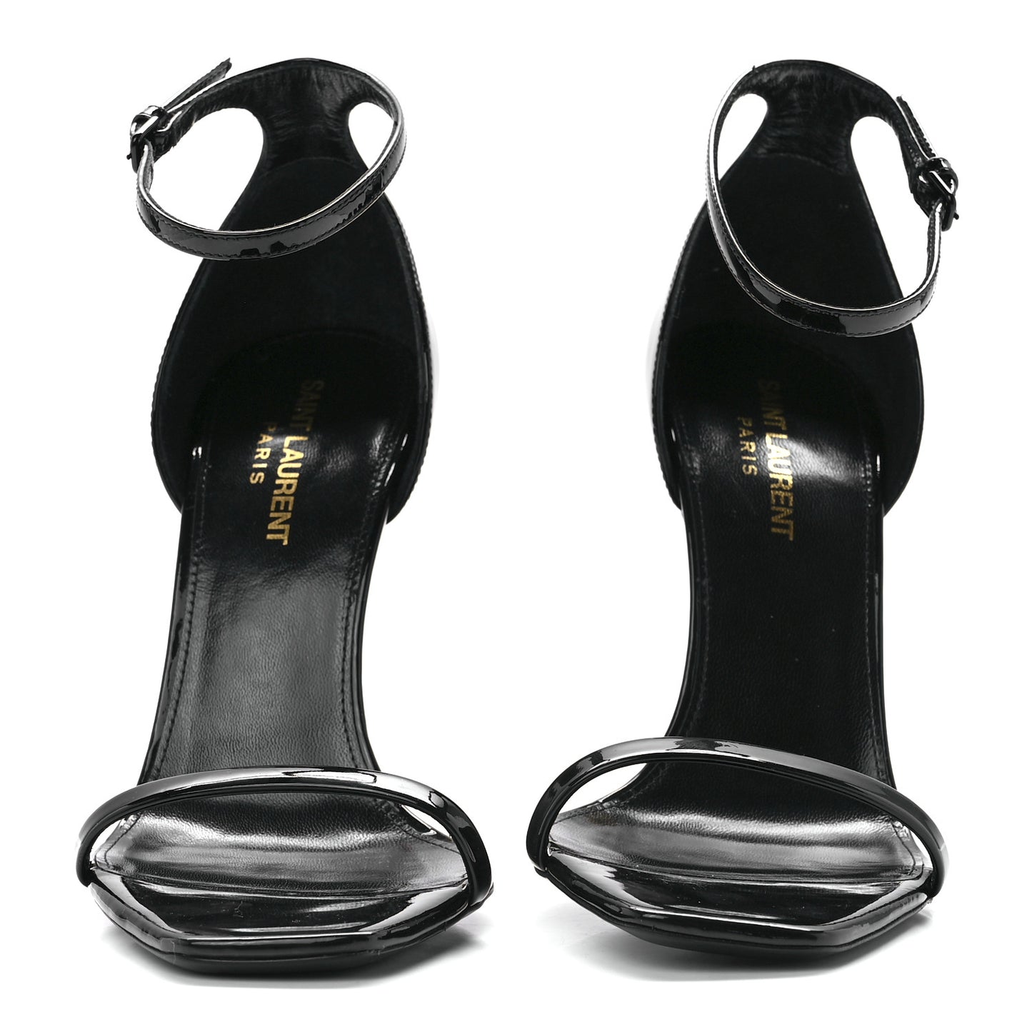 Patent Calfskin Opyum 110 Sandals 38.5 Black Gold