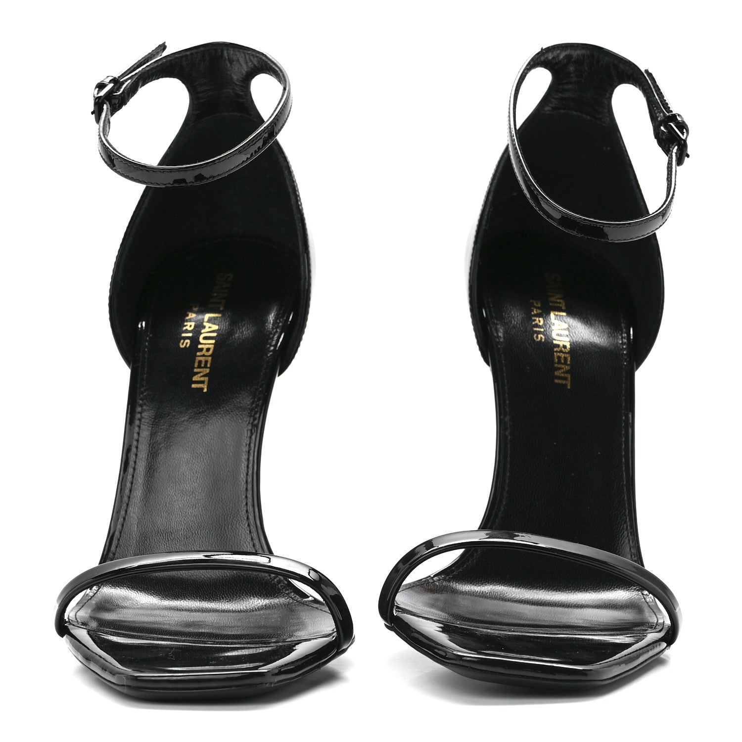 Saint Laurent Patent Calfskin Opyum 110 Sandals 38.5 Black Gold 2 of 8