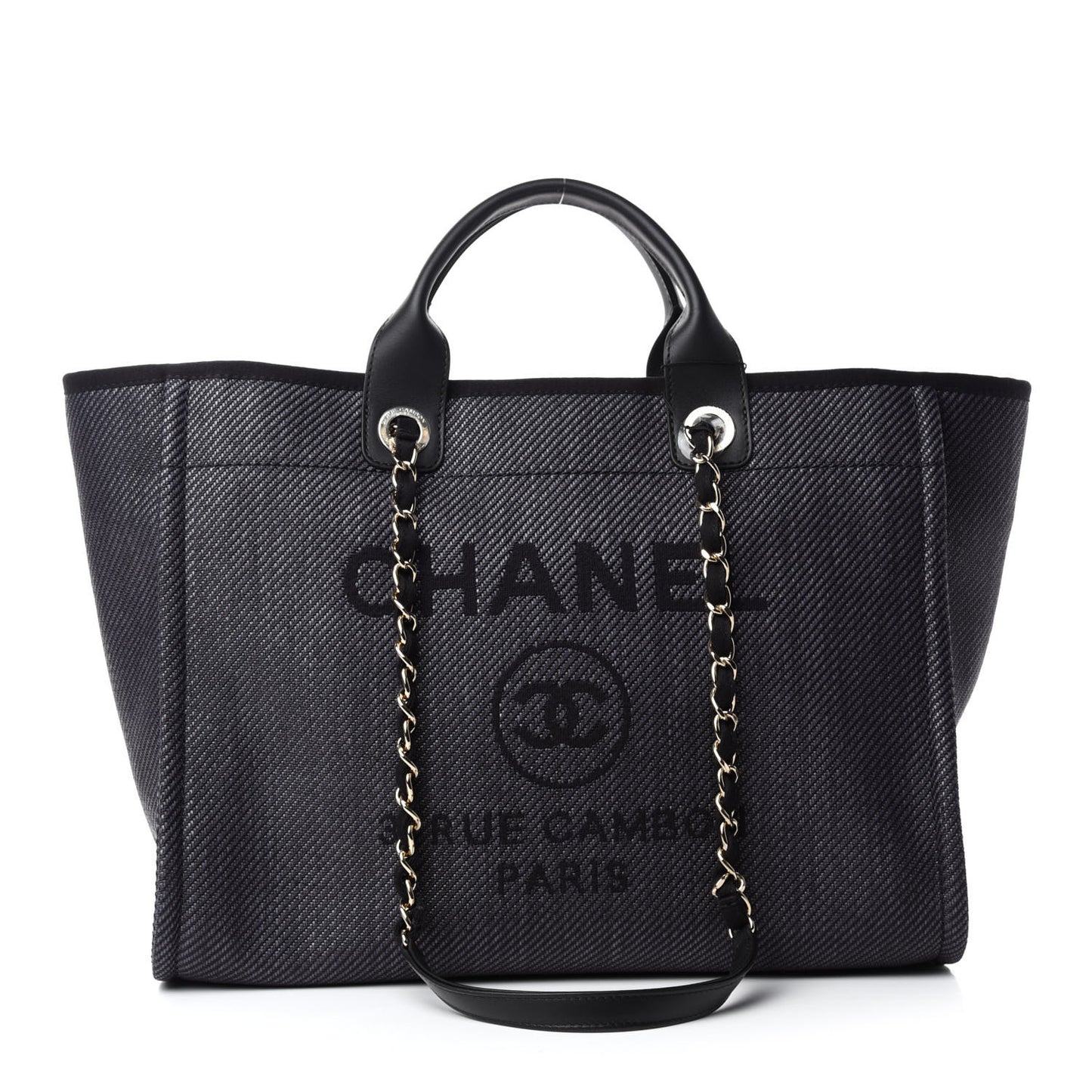 Mixed Fibers Calfskin Medium Deauville Tote Black