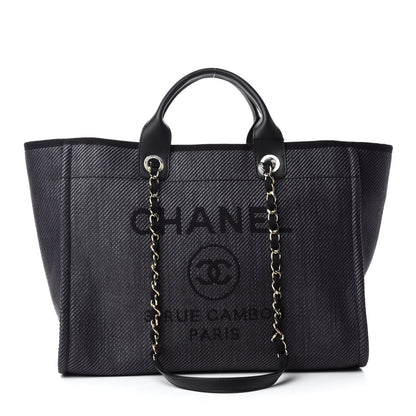 Chanel Mixed Fibers Calfskin Medium Deauville Tote Black 1 of 11