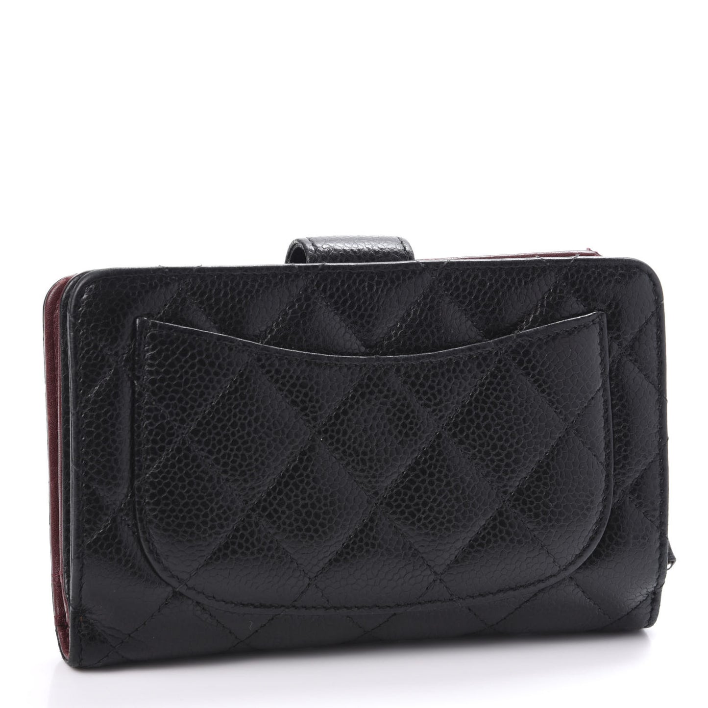 Caviar Quilted Zipped Pocket Wallet Black