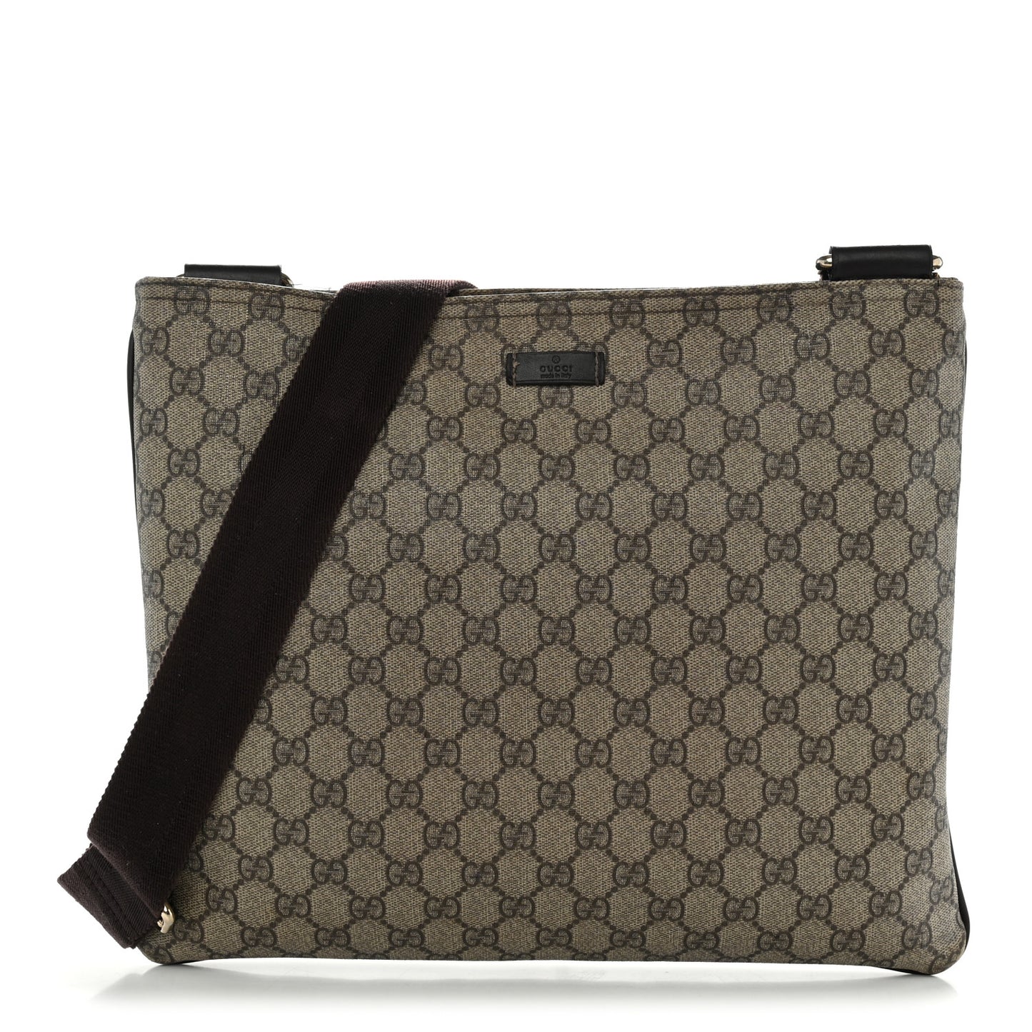 GG Supreme Monogram Medium Flat Messenger Bag Dark Brown