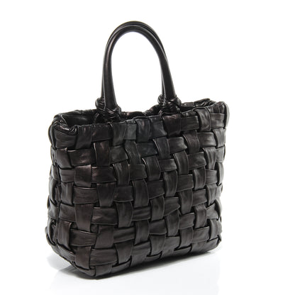 Prada Vitello Mordore Woven Tote Cacao 3 of 7