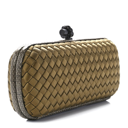 Bottega Veneta Satin Intreccio Impero Ayers Stretch Knot Clutch Light Brown 3 of 10