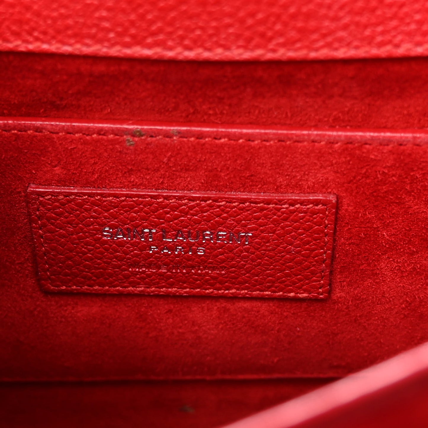Grained Calfskin Medium Monogram Sunset Satchel Red