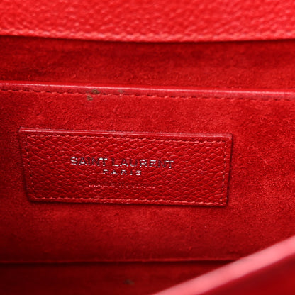 Saint Laurent Grained Calfskin Medium Monogram Sunset Satchel Red 6 of 13